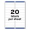 Avery 1 in. x 4 in. Easy Peel Address Labels with Sure Feed Technology for Inkjet Printers - White (20/Sheet, 100 Sheets/Box)